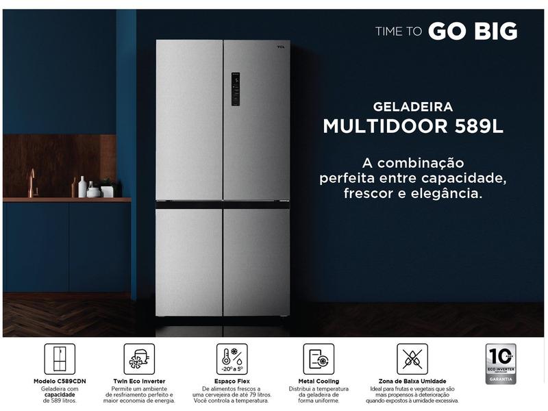 Geladeira TCL 589 Litros Inox Twin Eco Inverter Frost Free